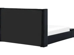 Letto ad acqua con panca contenitore Velluto NOYERS 180 x 200 cm Nero