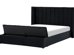 Letto ad acqua con panca contenitore Velluto NOYERS 180 x 200 cm Nero