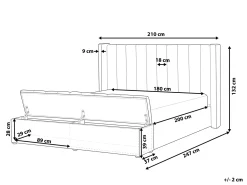 Letto ad acqua con panca contenitore Velluto NOYERS 180 x 200 cm Nero