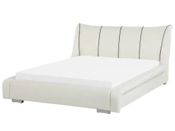 Letto ad acqua Pelle naturale NANTES 140 x 200 cm Bianco sporco