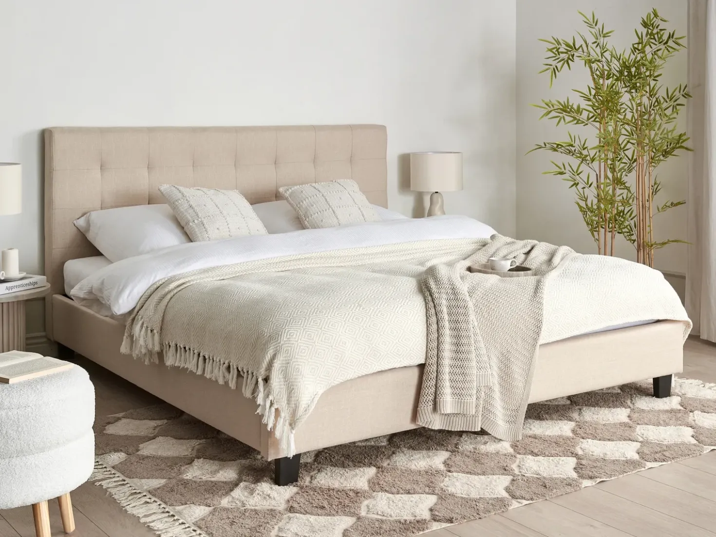 Letto ad acqua Tessuto LA ROCHELLE 180 x 200 cm Beige