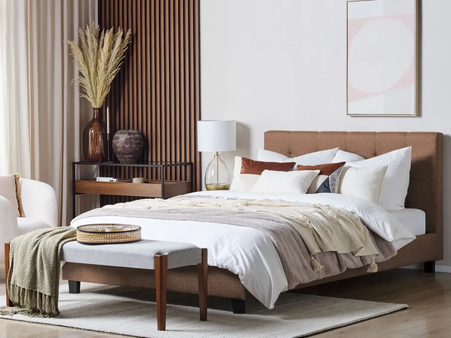 Letto ad acqua Tessuto LA ROCHELLE 180 x 200 cm Marrone