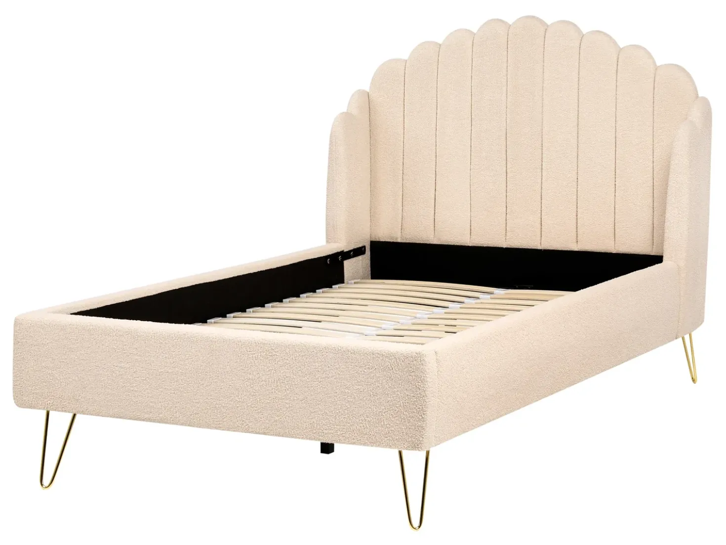 Letto Bouclé AMBILLOU 120 x 200 cm Beige