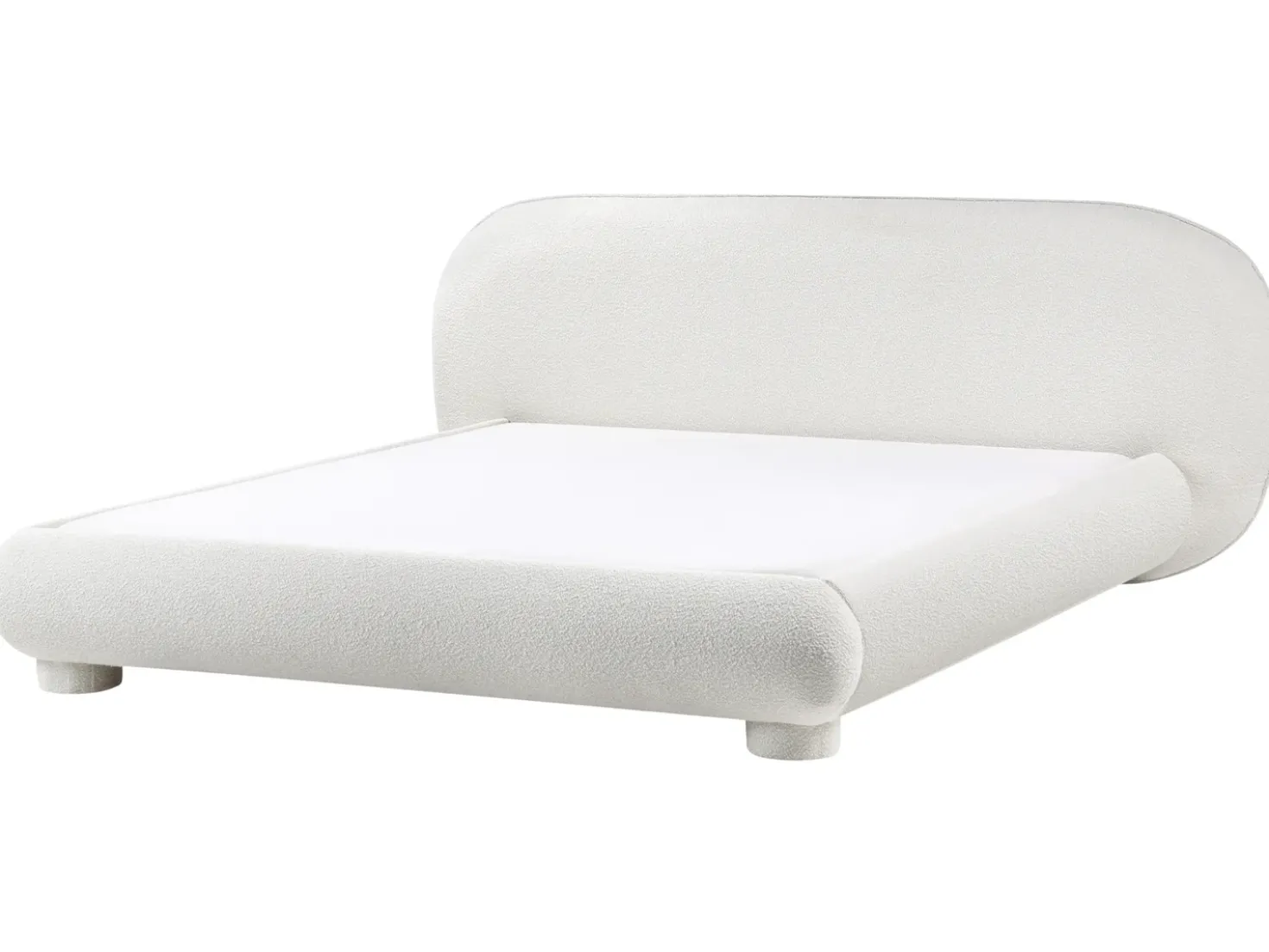 Letto Bouclé BAYEL 180 x 200 cm Bianco sporco
