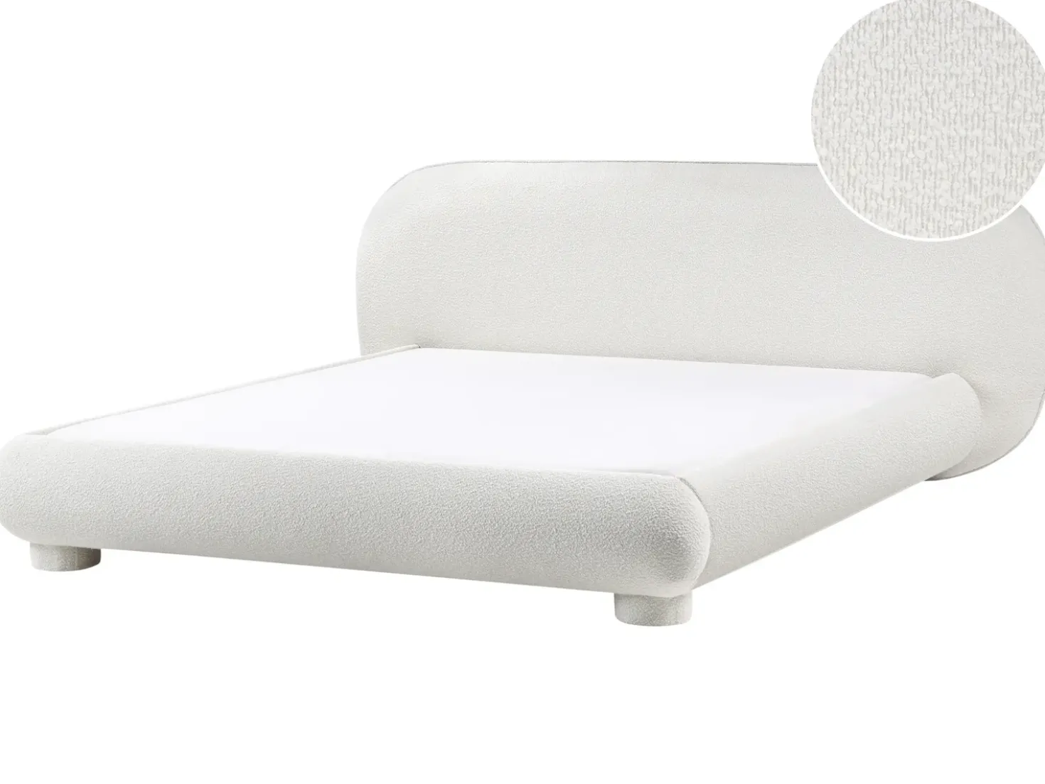 Letto Bouclé BAYEL 180 x 200 cm Bianco sporco