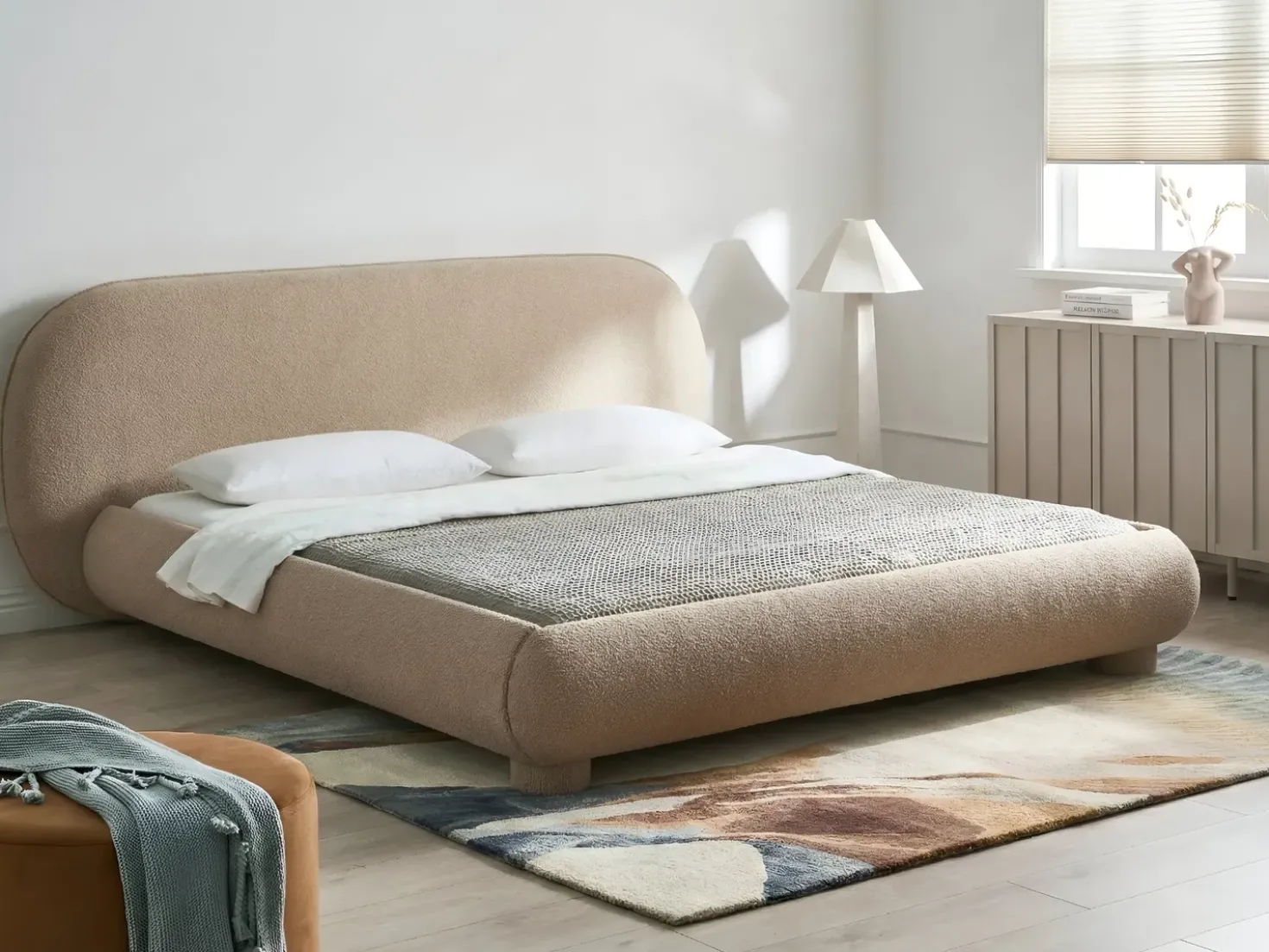 Letto Bouclé BAYEL 180 x 200 cm Tortora