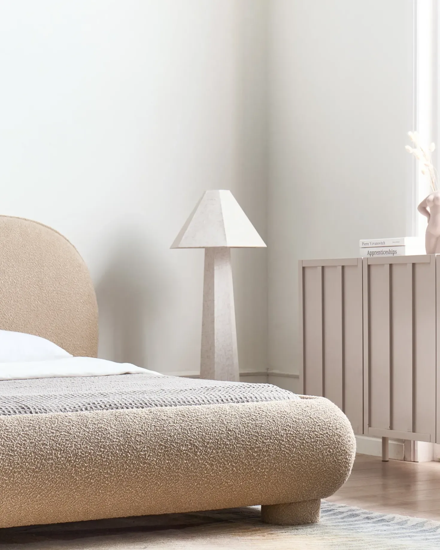 Letto Bouclé BAYEL 180 x 200 cm Tortora