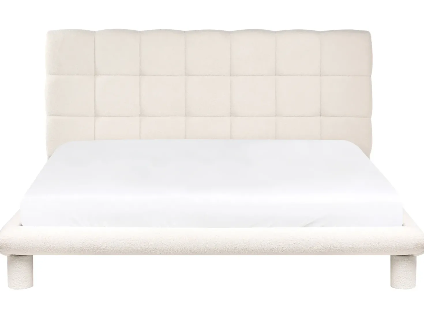 Letto Bouclé CRESSAT 180 x 200 cm Bianco sporco
