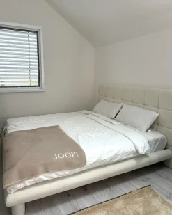 Letto Bouclé CRESSAT 180 x 200 cm Bianco sporco