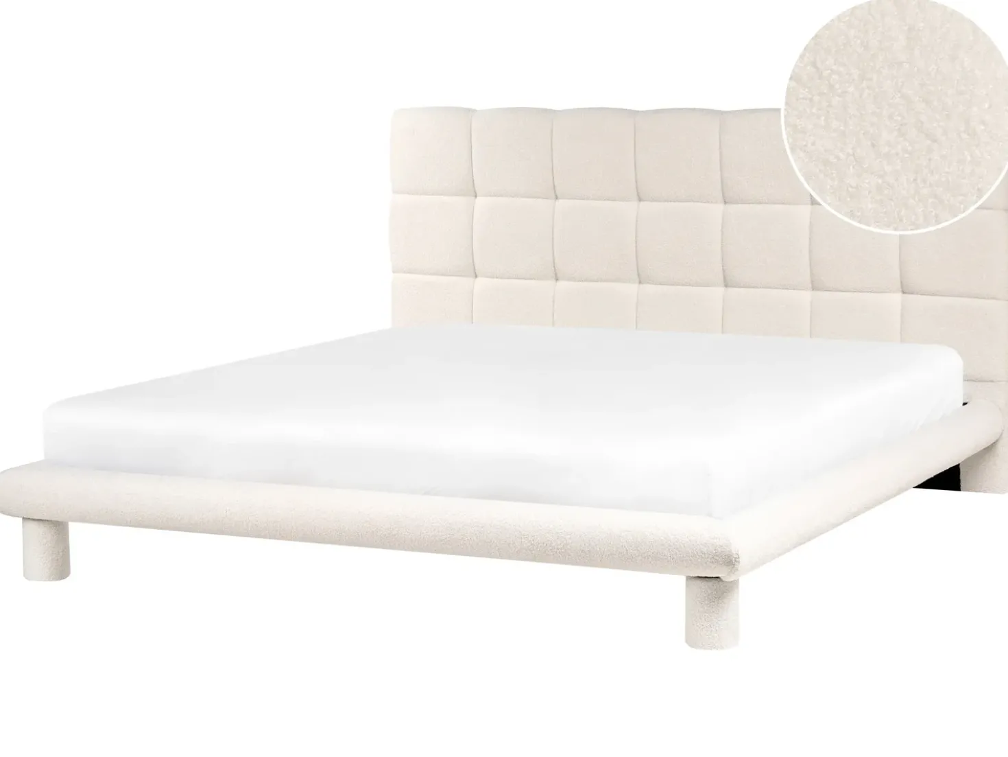 Letto Bouclé CRESSAT 180 x 200 cm Bianco sporco