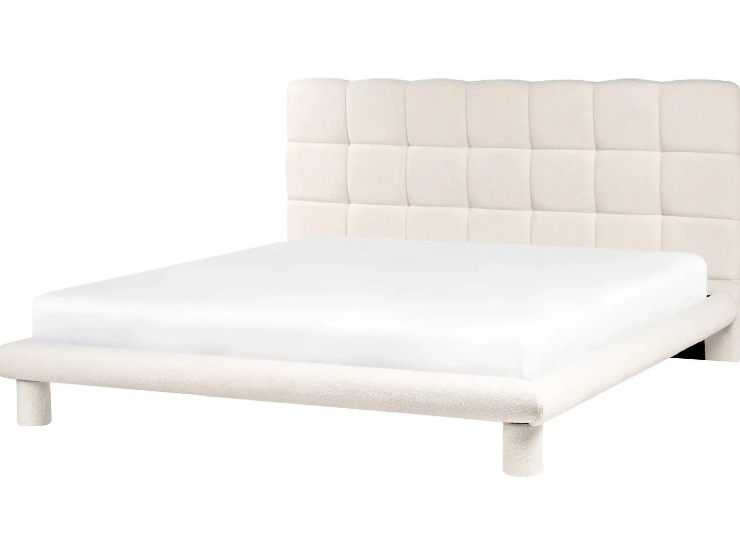 Letto Bouclé CRESSAT 180 x 200 cm Bianco sporco