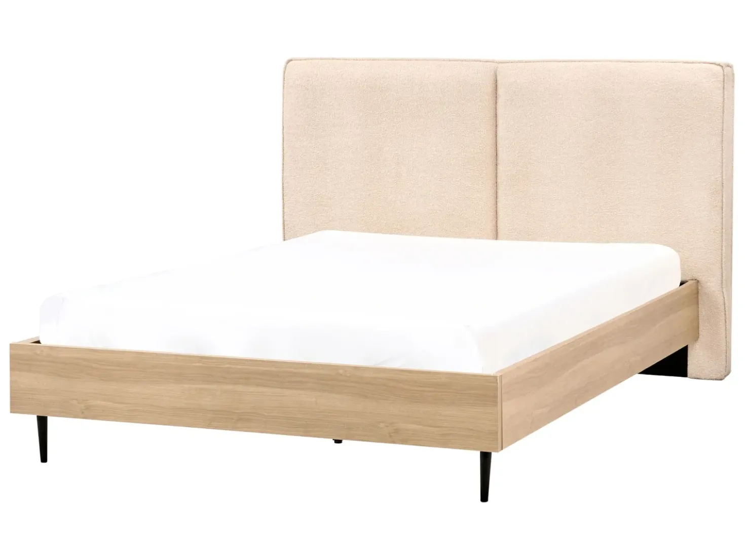 Letto Bouclé IZERNORE 140 x 200 cm Beige