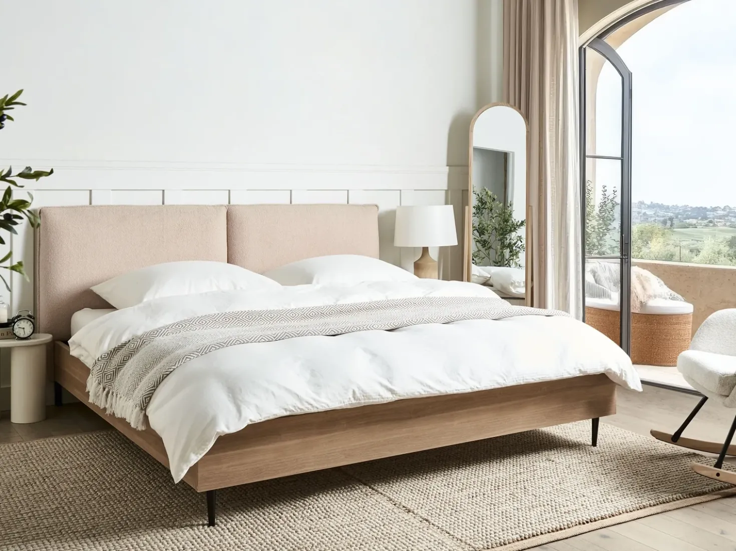 Letto Bouclé LIMANTON 180 x 200 cm Beige