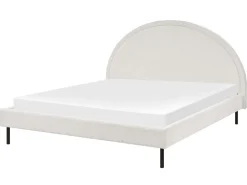 Letto Bouclé MARGUT 160 x 200 cm Bianco