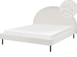 Letto Bouclé MARGUT 160 x 200 cm Bianco