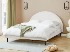 Letto Bouclé MARGUT 160 x 200 cm Bianco
