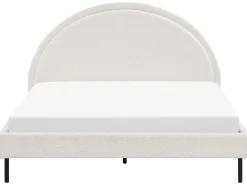 Letto Bouclé MARGUT 160 x 200 cm Bianco