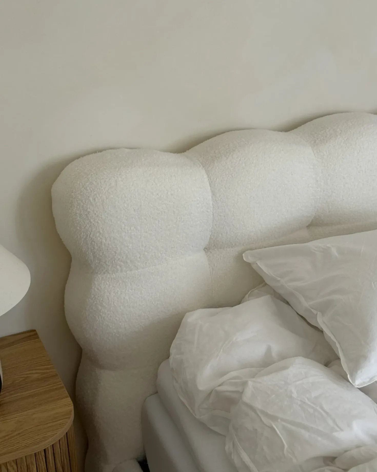 Letto Bouclé SOULISSE 180 x 200 cm Bianco sporco