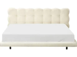 Letto Bouclé SOULISSE 180 x 200 cm Bianco sporco