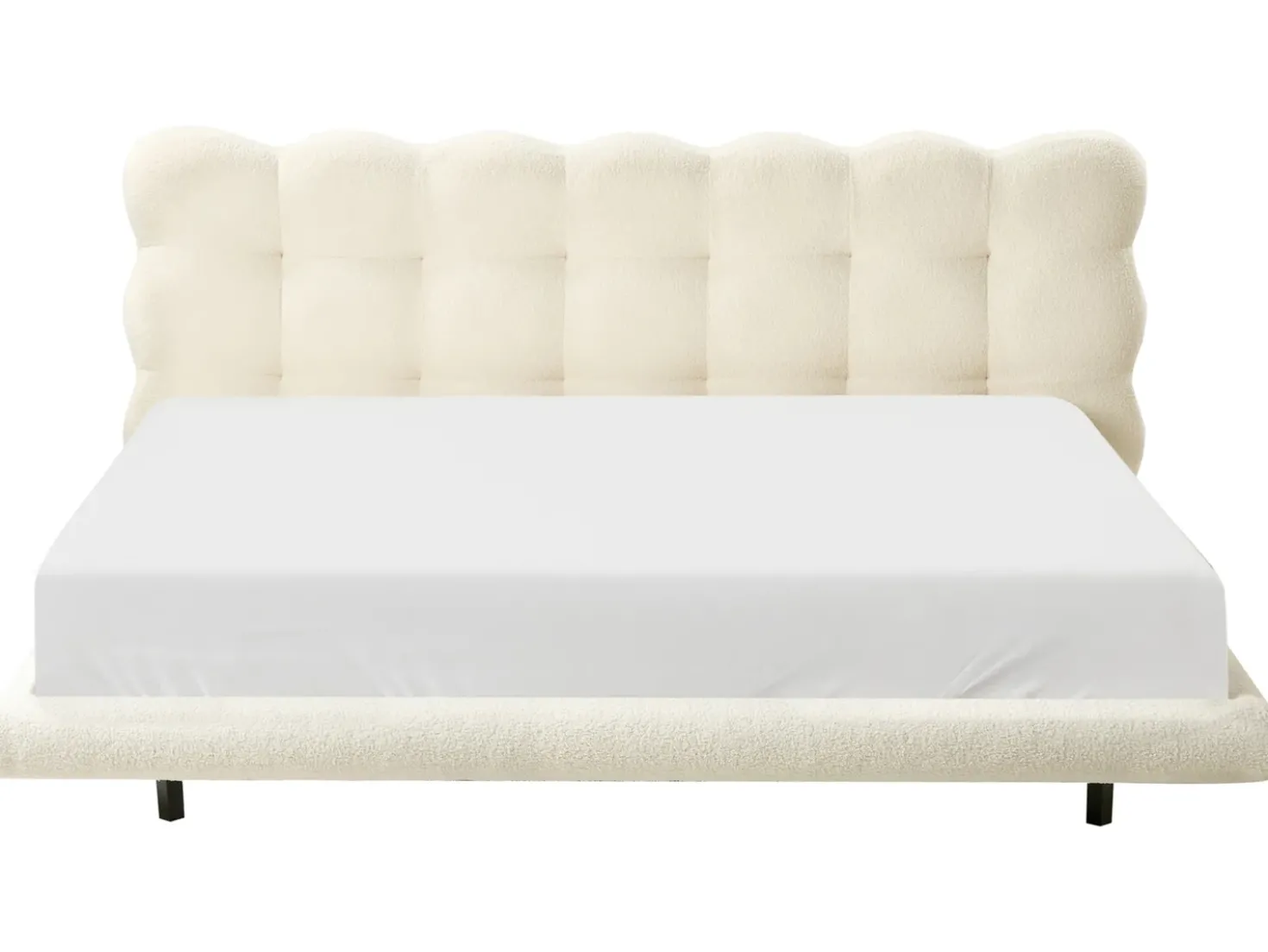 Letto Bouclé SOULISSE 180 x 200 cm Bianco sporco