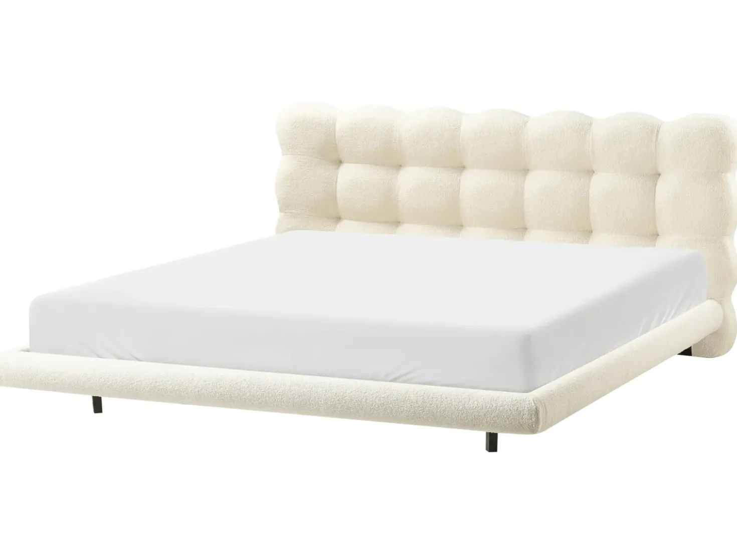 Letto Bouclé SOULISSE 180 x 200 cm Bianco sporco