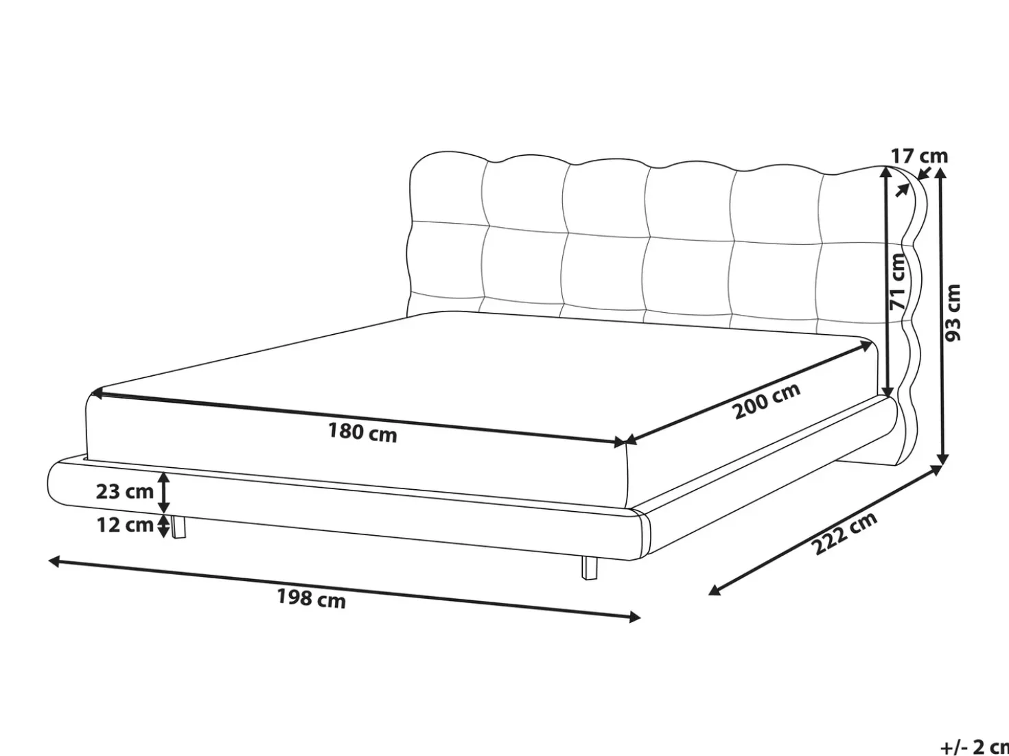 Letto Bouclé SOULISSE 180 x 200 cm Bianco sporco