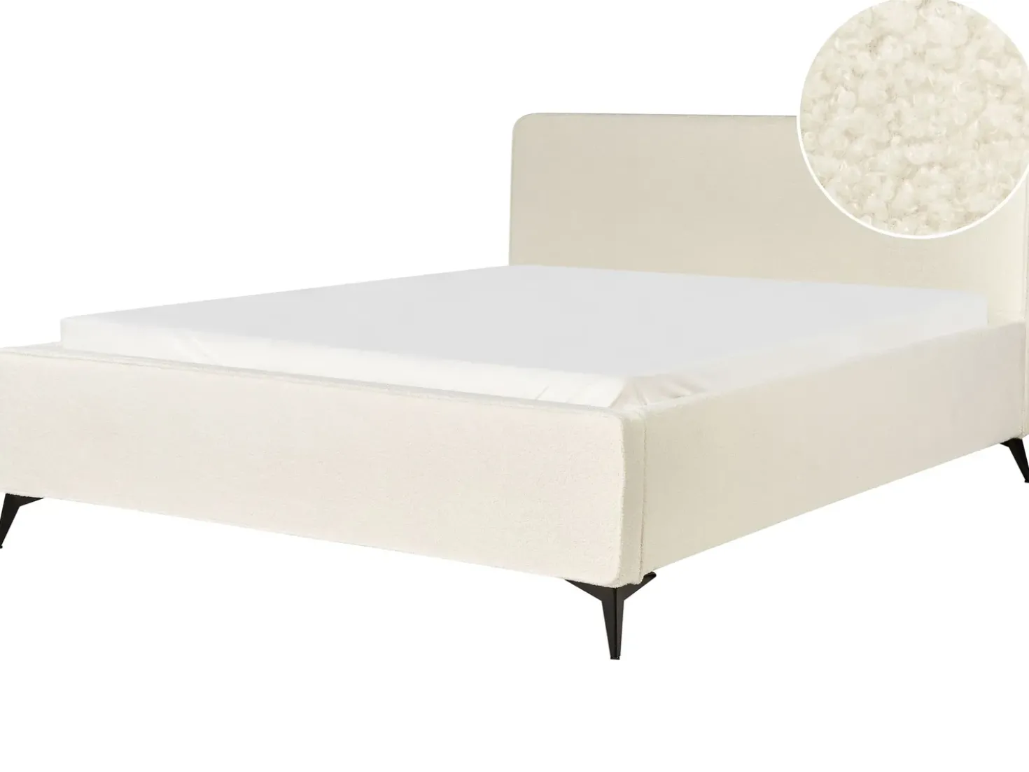 Letto Bouclé VALOGNES 180 x 200 cm Bianco sporco