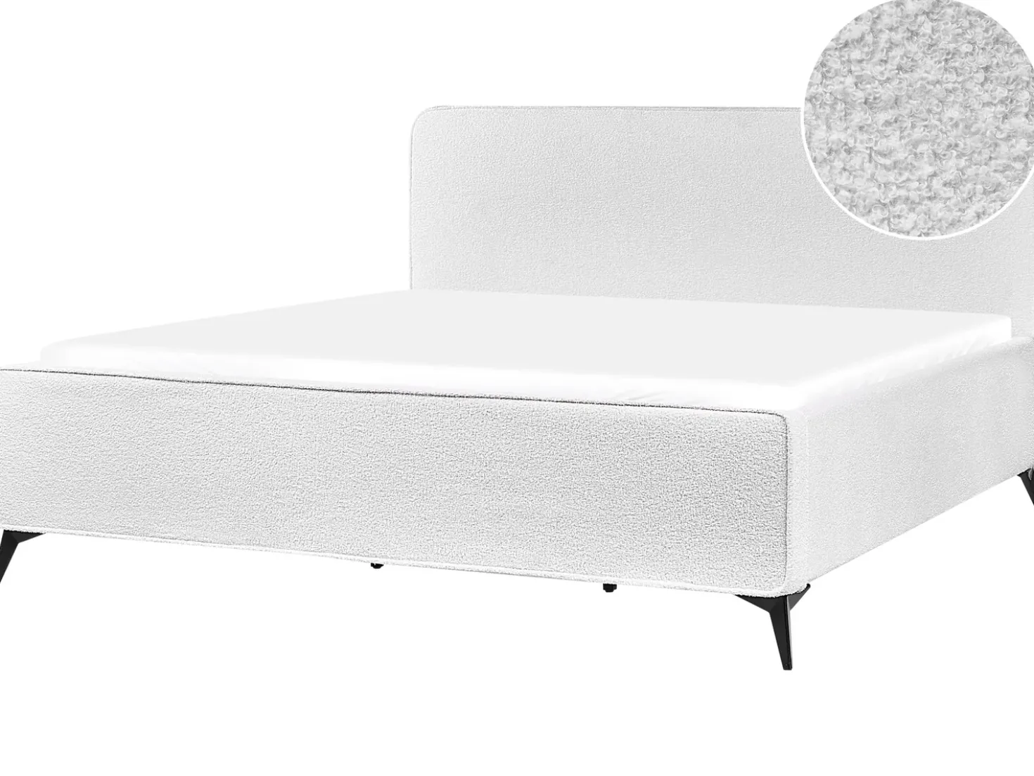 Letto Bouclé VALOGNES 180 x 200 cm Bianco sporco
