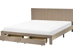 Letto con cassetti contenitori Velluto LONZAC 180 x 200 cm Tortora