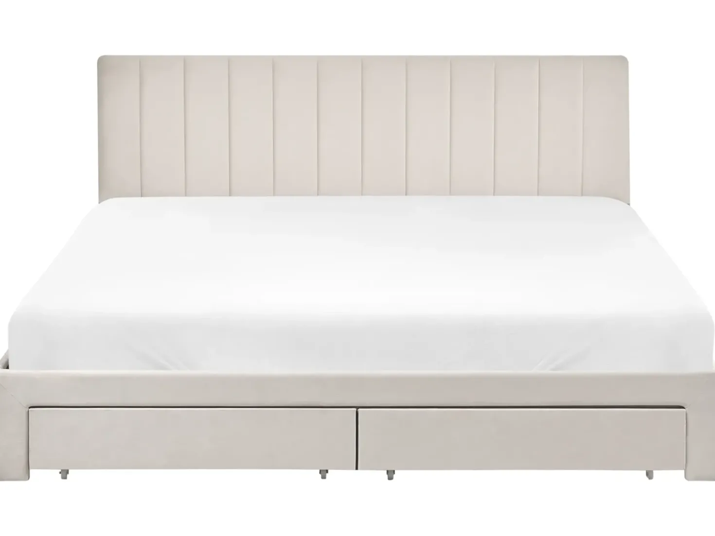 Letto con cassetti contenitori Velluto LONZAC 180 x 200 cm Bianco sporco