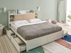 Letto con cassetti contenitori BIZOU 180 x 200 cm Bianco