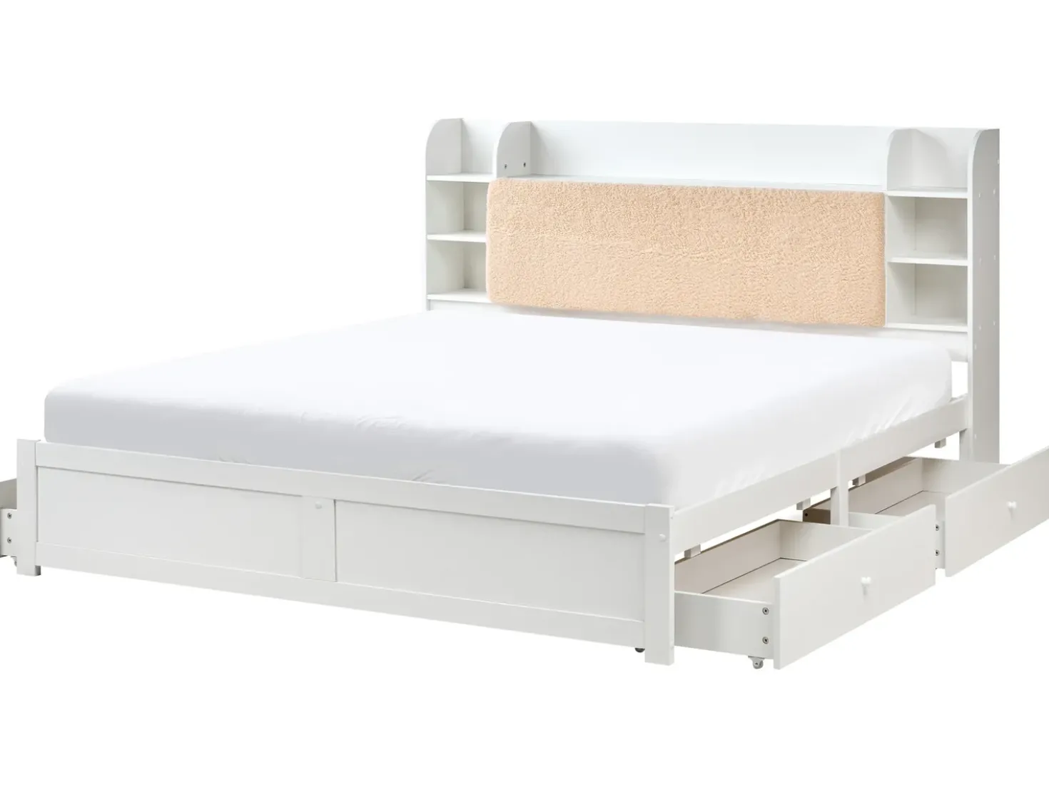 Letto con cassetti contenitori BIZOU 180 x 200 cm Bianco