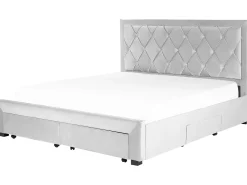 Letto con cassetti contenitori Velluto LIEVIN 180 x 200 cm Grigio chiaro