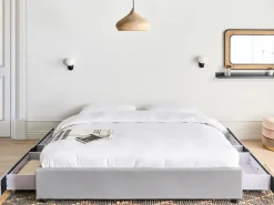 Letto con cassetti contenitore senza testata Tessuto PRADES 180 x 200 cm Grigio chiaro