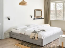 Letto con cassetti contenitore senza testata Tessuto PRADES 180 x 200 cm Grigio chiaro
