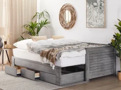 Letto con cassetti contenitori Legno CAHORS 90 x 200 cm Grigio