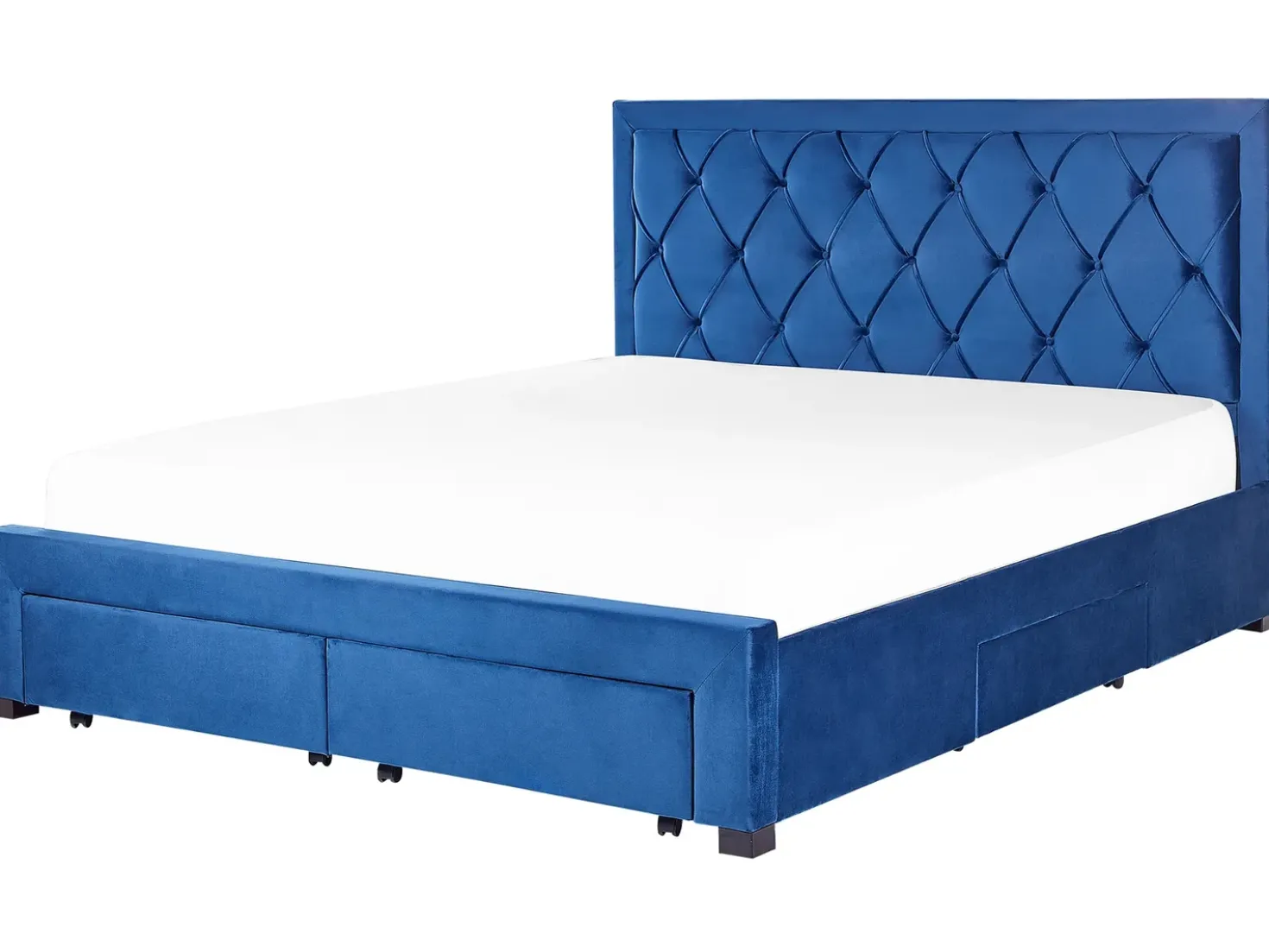 Letto con cassetti contenitori Velluto LIEVIN 180 x 200 cm Blu marino