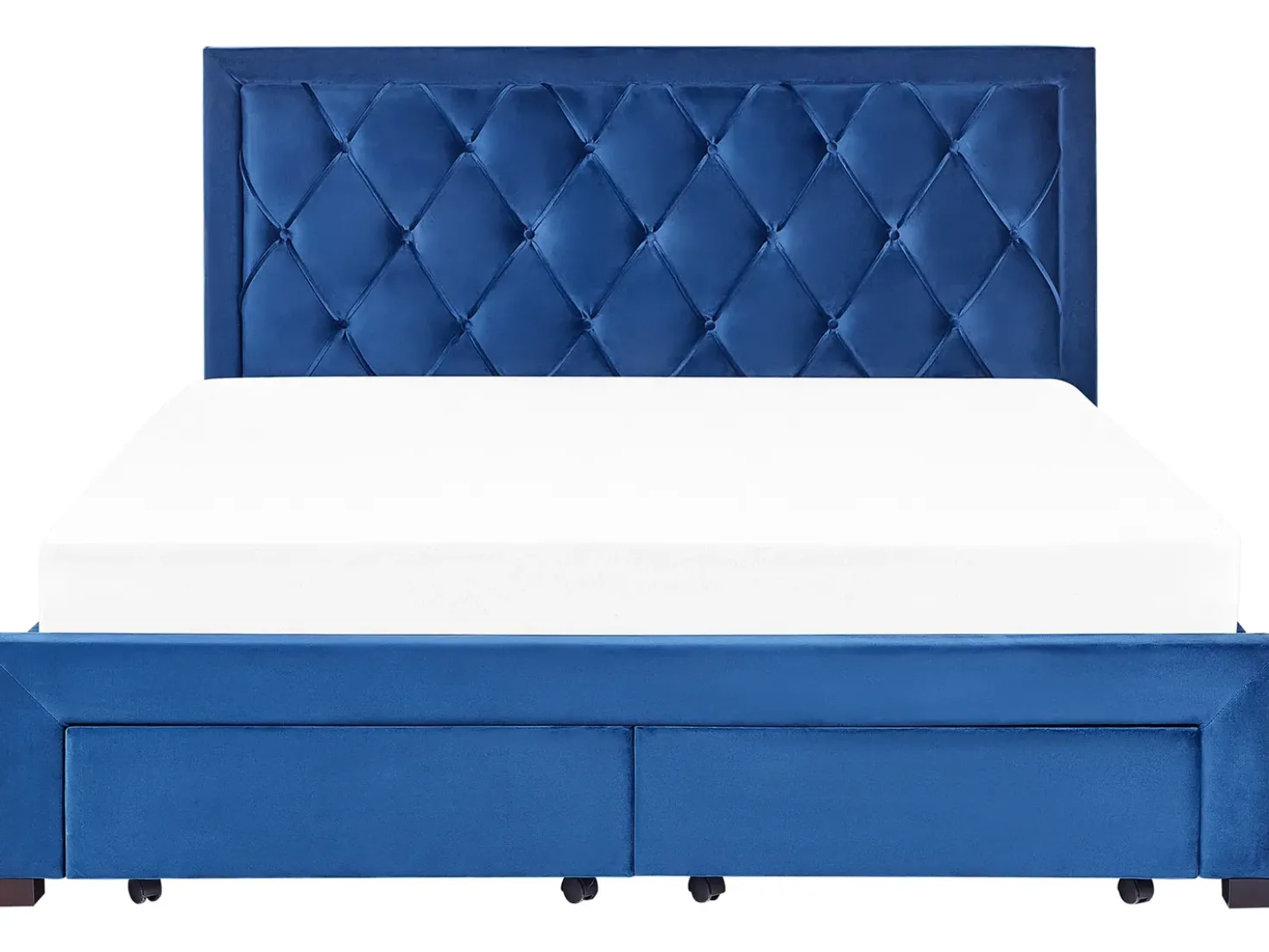 Letto con cassetti contenitori Velluto LIEVIN 180 x 200 cm Blu marino