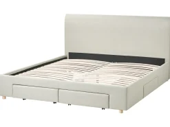 Letto con cassetti contenitori Tessuto SOUTRIN 180 x 200 cm Beige