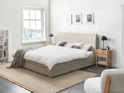 Letto con cassetti contenitori Tessuto SOUTRIN 180 x 200 cm Beige