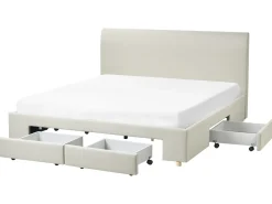 Letto con cassetti contenitori Tessuto SOUTRIN 180 x 200 cm Beige