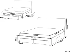 Letto con cassetti contenitori Tessuto SOUTRIN 180 x 200 cm Beige