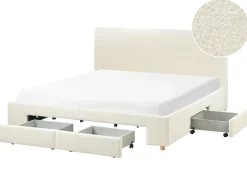 Letto con cassetti contenitori Bouclé SOUTRIN 180 x 200 cm Bianco sporco
