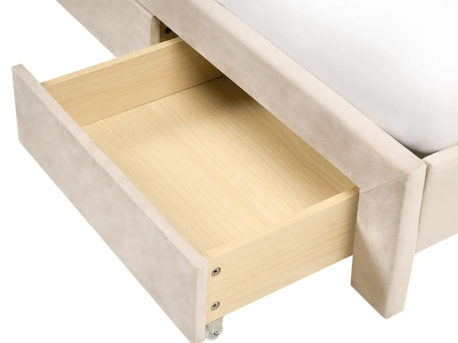 Letto con cassetti contenitori Velluto LONZAC 180 x 200 cm Beige