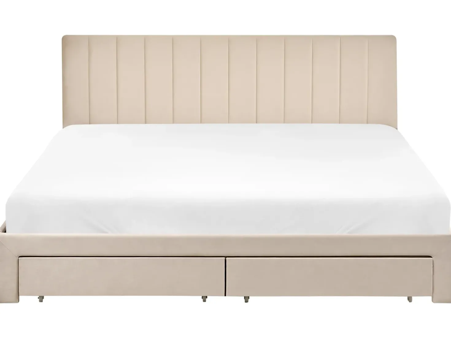 Letto con cassetti contenitori Velluto LONZAC 180 x 200 cm Beige