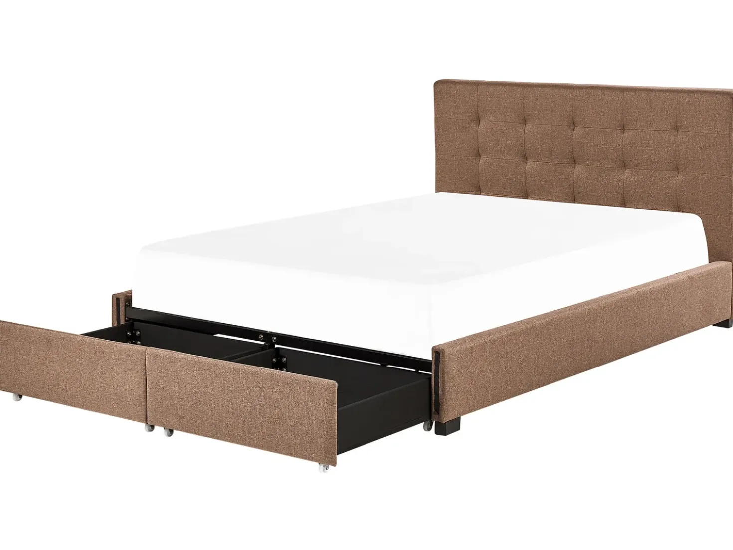 Letto con cassetti contenitori Tessuto LA ROCHELLE 180 x 200 cm Marrone