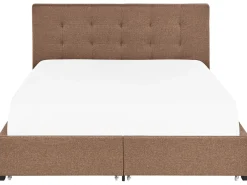 Letto con cassetti contenitori Tessuto LA ROCHELLE 180 x 200 cm Marrone