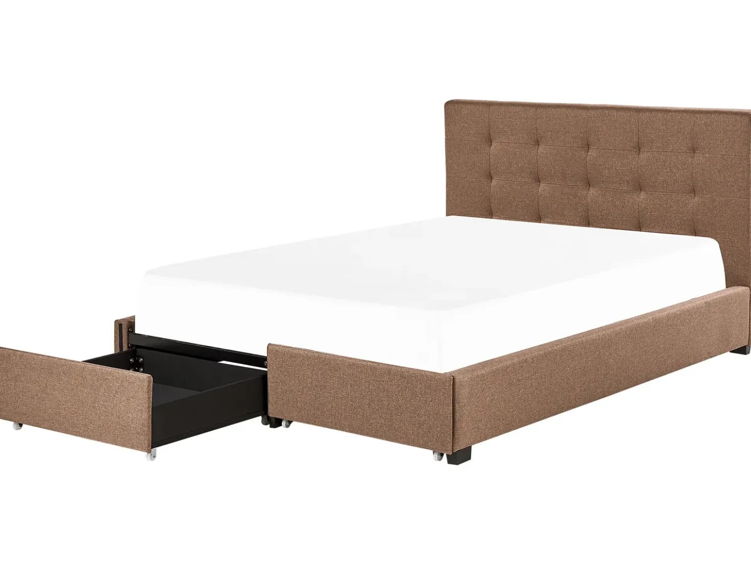 Letto con cassetti contenitori Tessuto LA ROCHELLE 180 x 200 cm Marrone