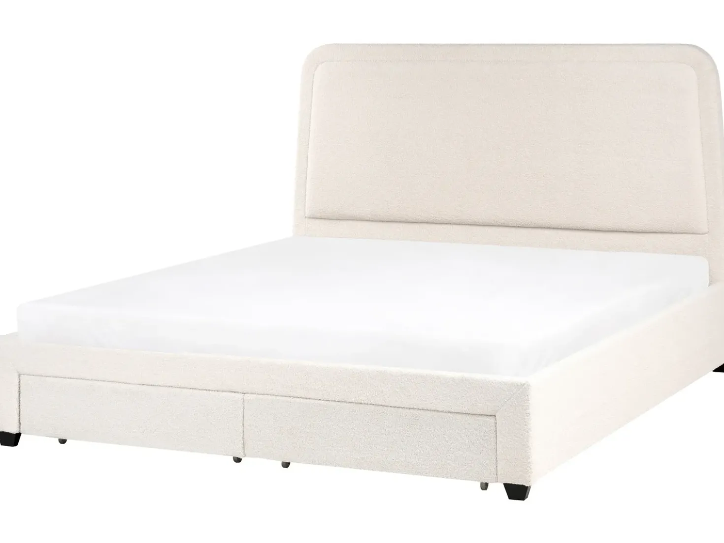 Letto con cassetti contenitori Bouclé SARDENT 180 x 200 cm Bianco sporco