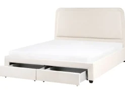 Letto con cassetti contenitori Bouclé SARDENT 180 x 200 cm Bianco sporco